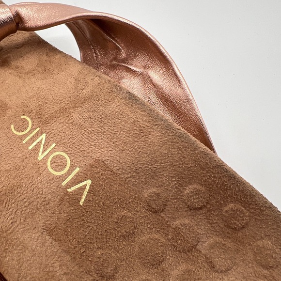 VIONIC Pippa Toe Post Sandal Womens 10 Rose Gold Leather Knotted Flip Flop Thong - Picture 10 of 14